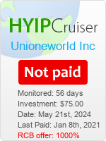 Unioneworld Inc details image on Hyip Cruiser