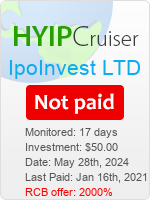 IpoInvest LTD details image on Hyip Cruiser