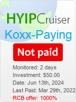 Koxx-paying details image on Hyip Cruiser