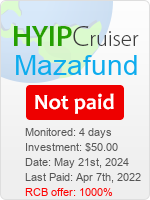 Mazafund details image on Hyip Cruiser